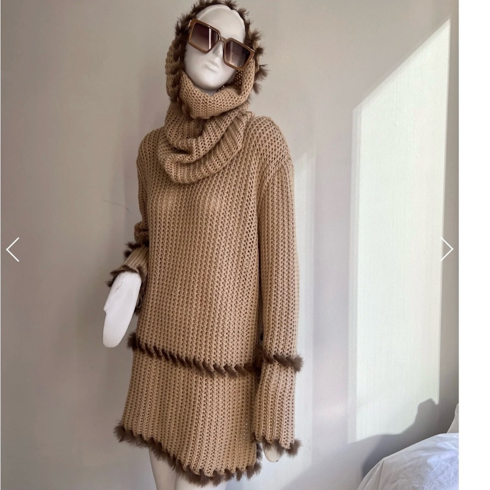 ESCADA  Knit Sweater with Fur Trim